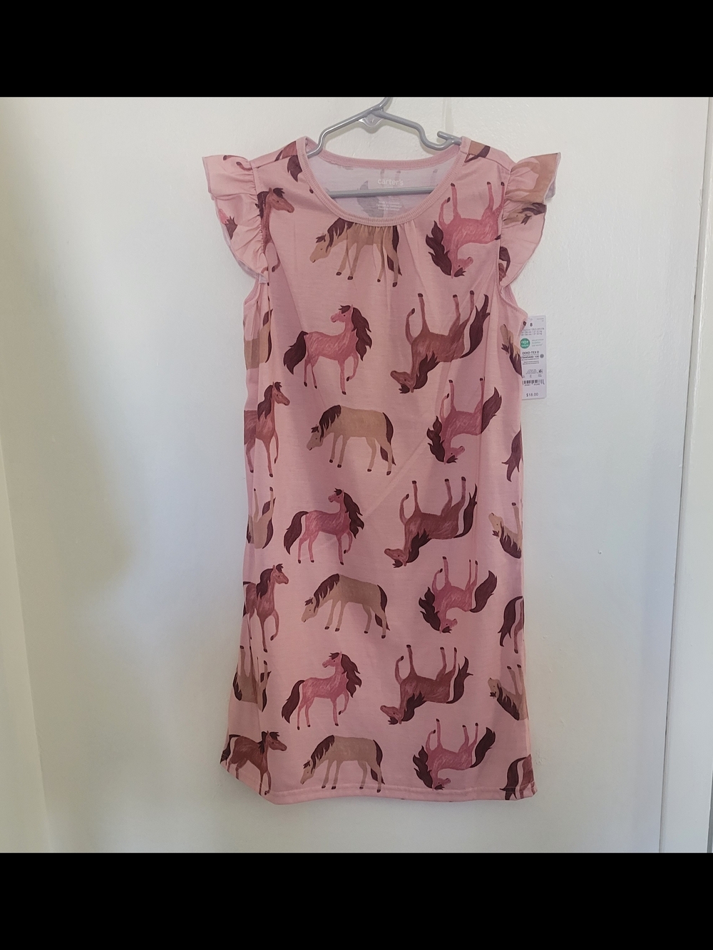 Carter's Pink Horse Pattern Ruffle Sleeve Nightgown